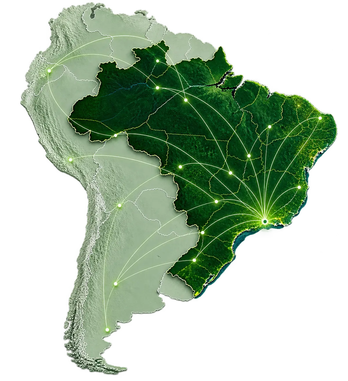 Mapa de atuação da Oil Tech Brazil